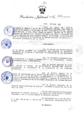 Resolución Jefatural N° 070-1999/AGN/J