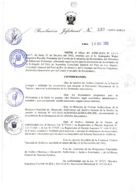 Resolución Jefatural N° 330-2002/AGN/J