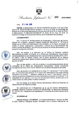 Resolución Jefatural N° 090-2018-AGN/J