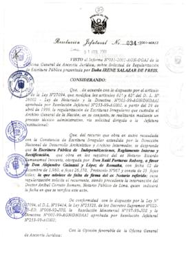 Resolución Jefatural N°034-2001/AGN/J