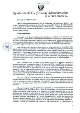 Resolución de la Oficina de Administración N° 007-2018-AGN/SG-OA