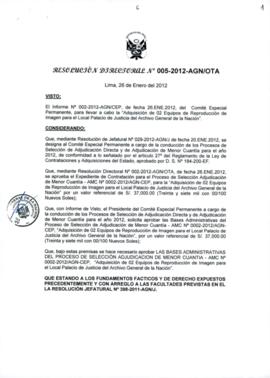 Resolución Directoral N° 005-2012-AGN/OTA