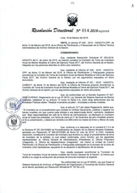 Resolución Directoral N° 014-2018-AGN/OTA