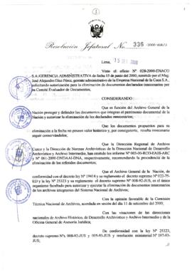 Resolución Jefatural N° 336-2000/AGN/J