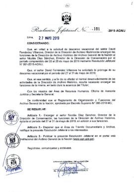 Resolución Jefatural N° 101-2019-AGN/J