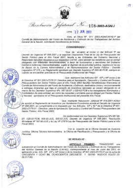 Resolución Jefatural N° 168-2003-AGN/J