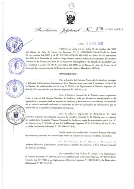 Resolución Jefatural N° 328-2002/AGN/J