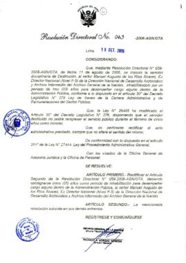 Resolución Directoral N° 063-2006-AGN/OTA