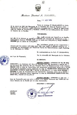 Resolución Directoral N° 37-85-AGN/OA