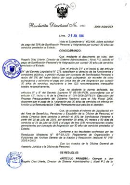 Resolución Directoral N° 050-2006-AGN/OTA