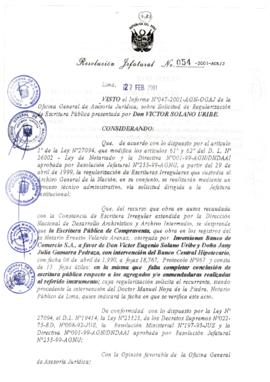 Resolución Jefatural N°054-2001/AGN/J