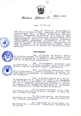 Resolución Jefatural N° 084-1995/AGN/J
