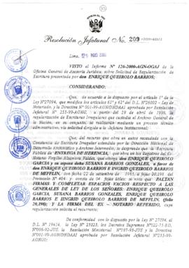 Resolución Jefatural N° 209-2000/AGN/J