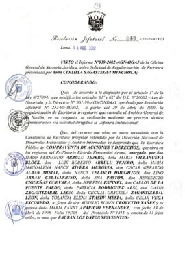 Resolución Jefatural N° 048-2002/AGN/J
