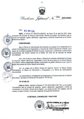 Resolución Jefatural N° 084-2016-AGN/J