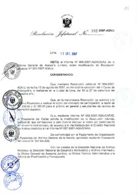 Resolución Jefatural N° 392-2007-AGN/J