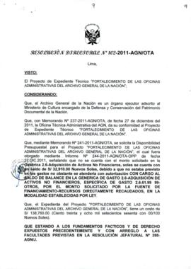 Resolución Directoral N° 102-2011-AGN/OTA