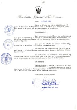 Resolución Jefatural N° 012-1994/AGN/J