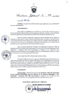 Resolución Jefatural N° 244-2012-AGN/J