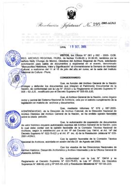 Resolución Jefatural N° 295-2005-AGN/J
