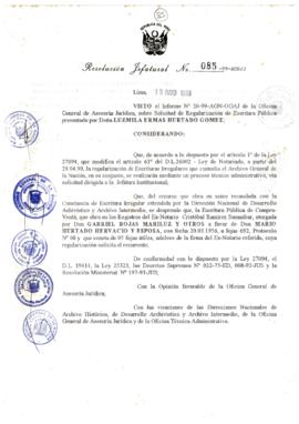 Resolución Jefatural N° 085-1999/AGN/J