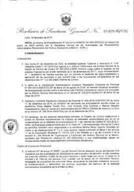 Resolución de Secretaría General N° 005-2019-AGN/SG