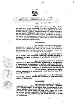 Resolución Jefatural N° 151-1991/AGN/J