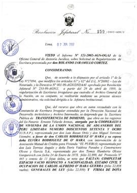 Resolución Jefatural N° 150-2002/AGN/J