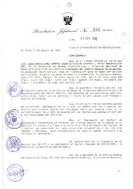 Resolución Jefatural N° 142-1998/AGN/J