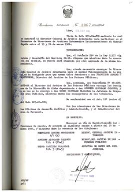 Resolución Jefatural N° 067-1984/AGN/J