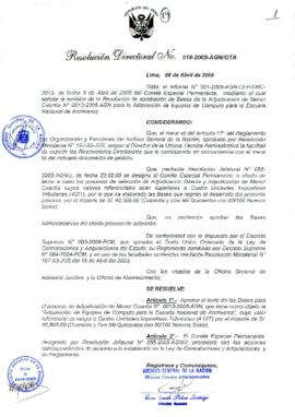 Resolución Directoral N° 018-2005-AGN/OTA