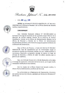 Resolución Jefatural N° 331-2013-AGN/J
