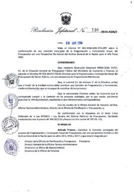 Resolución Jefatural N° 130-2014-AGN/J
