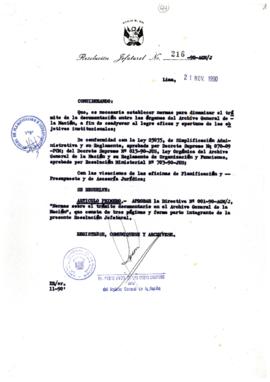 Resolución Jefatural N° 216-1990/AGN/J