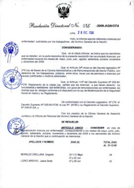 Resolución Directoral N° 075-2006-AGN/OTA