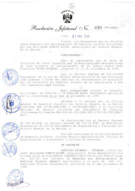 Resolución Jefatural N° 030-1999/AGN/J