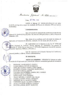 Resolución Jefatural N° 050-1999/AGN/J
