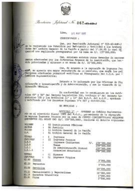 Resolución Jefatural N° 062-1985/AGN/J