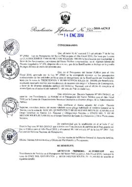 Resolución Jefatural N° 022-2010-AGN/J
