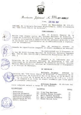 Resolución Jefatural N° 031-1997/AGN/J