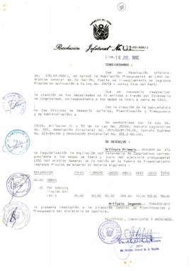 Resolución Jefatural N° 131-1992/AGN/J