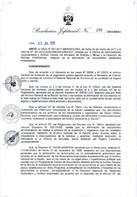 Resolución Jefatural N° 201-2012-AGN/J