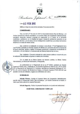 Resolución Jefatural N° 048-2012-AGN/J