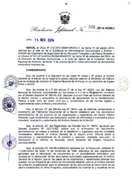 Resolución Jefatural N° 398-2014-AGN/J
