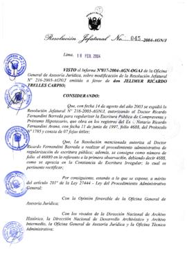 Resolución Jefatural N° 045-2004-AGN/J