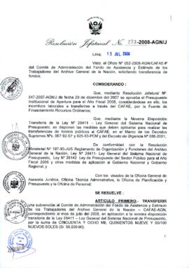 Resolución Jefatural N° 273-2008-AGN/J