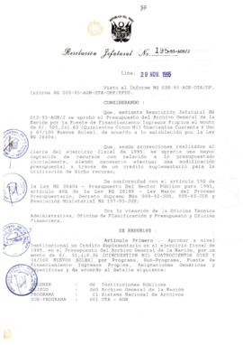 Resolución Jefatural N° 195-1995/AGN/J