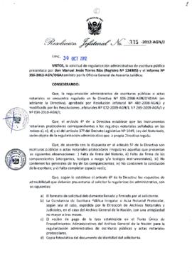 Resolución Jefatural N° 335-2012-AGN/J