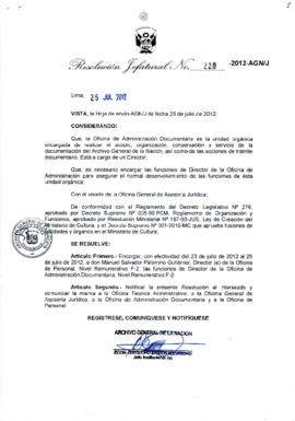 Resolución Jefatural N° 220-2012-AGN/J