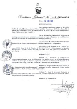 Resolución Jefatural N° 017-2012-AGN/J
